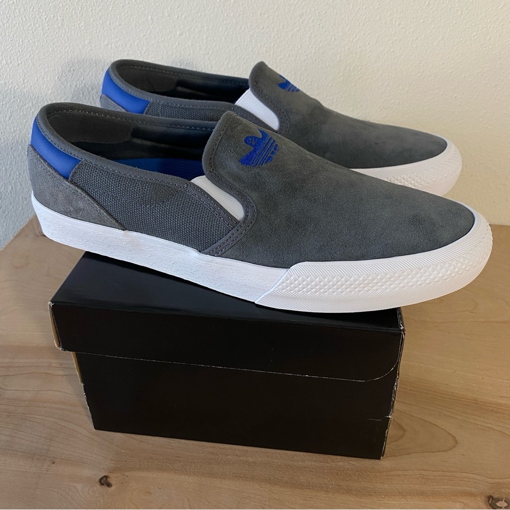 Adidas Shmoofoil Slip On Mark Gonzales Skateboarding Shoe Grey Suede - Size 8